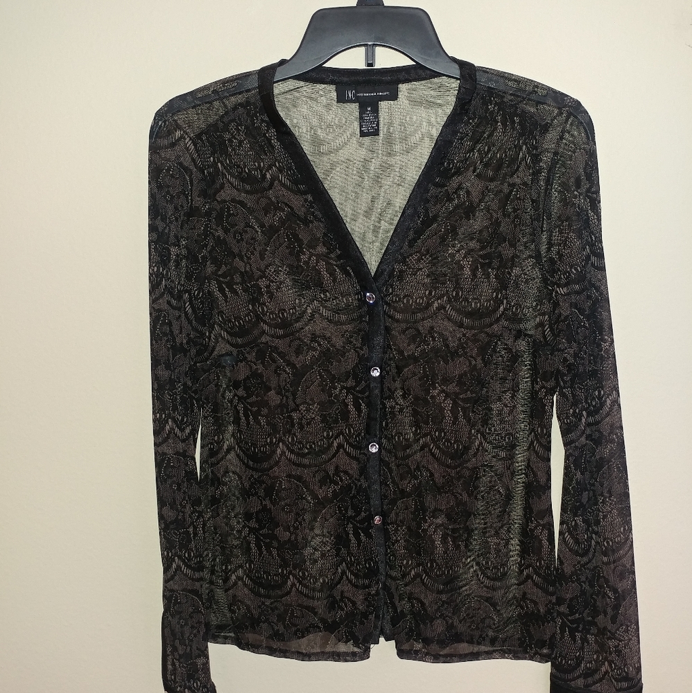 INC sheer V neck blouse Size M
